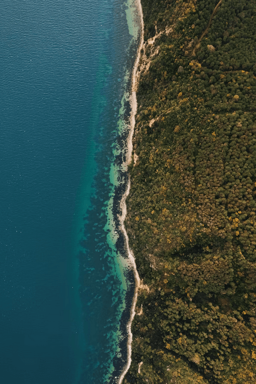 Clear turquoise water at Ksamil beach, Albanian Riviera
